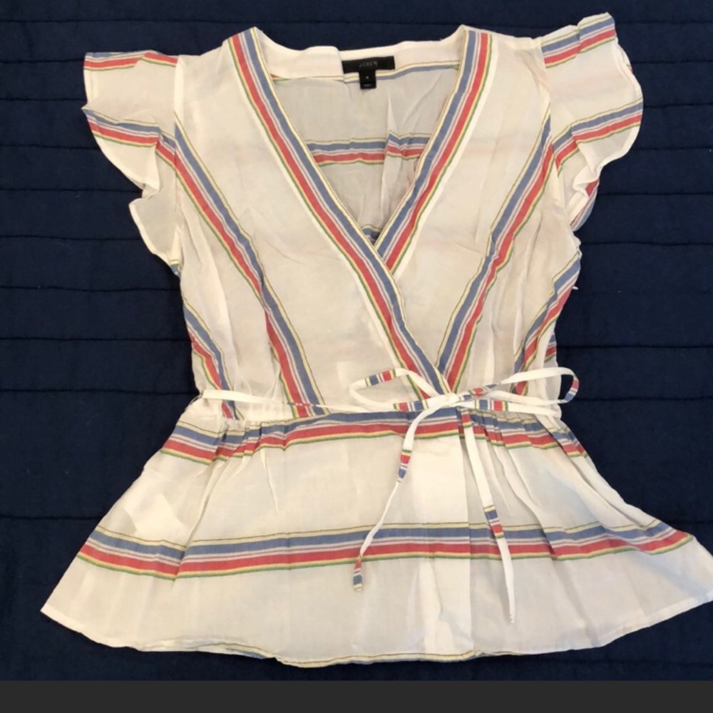 J. Crew rainbow peplum top size 2
